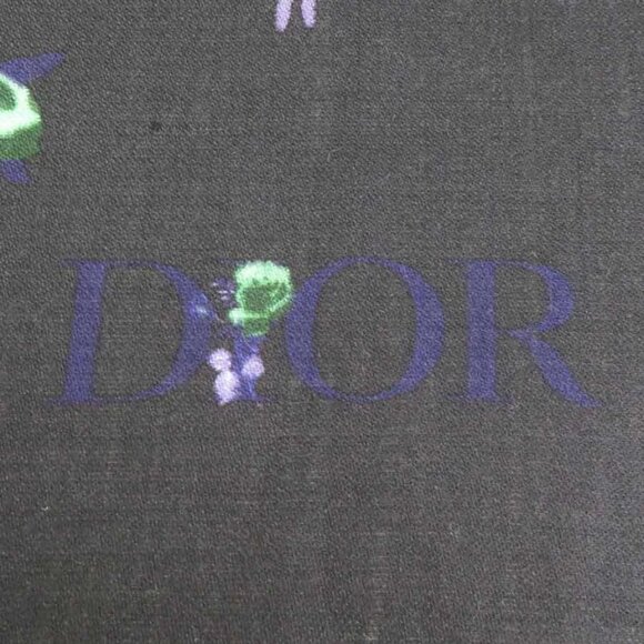 Auth Christian Dior Shawl Scarf Black/Green/Purple Wool - Picture 3 of 8